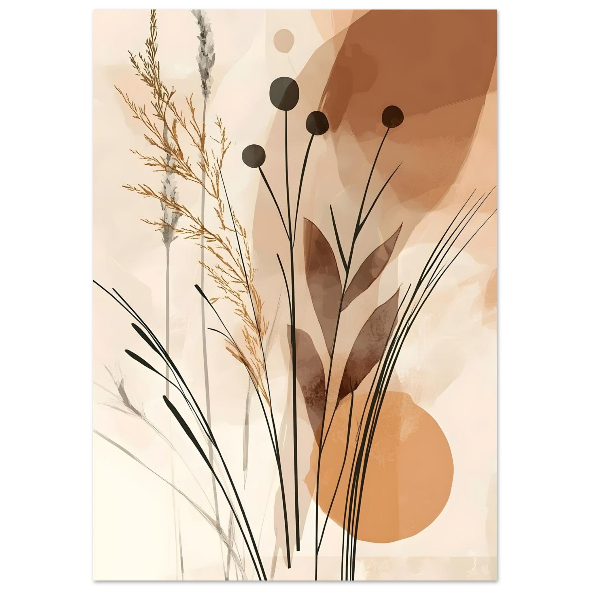 Artfulprints Poster Boho – Golden grass - A4 21x29.7 cm - Bruin