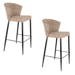 Dutchbone Georgia Barkrukken rugleuning 73 cm Bruin – Set van 2 Dutchbone Georgia Barkrukken rugleuning 73 cm Bruin – Set van 2