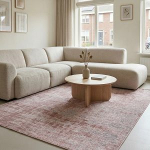 DÉJA Living Vloerkleed Ruma – Roze Stof – 80x150cm DÉJA Living Vloerkleed Ruma – Roze Stof – 80x150cm