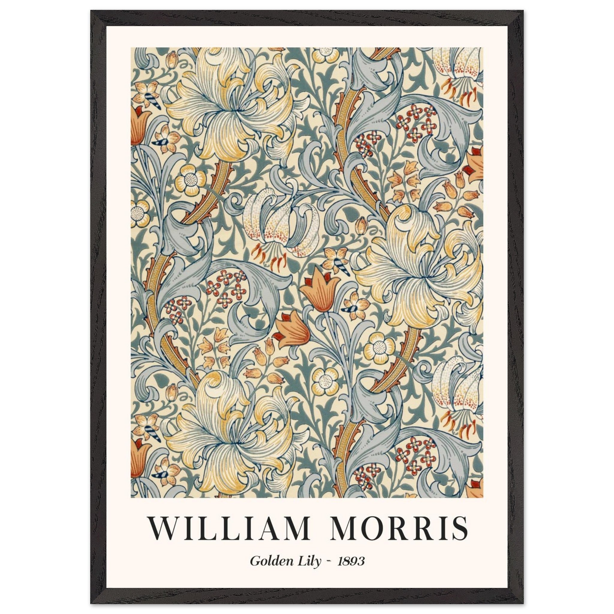 Artfulprints Poster met Lijst William Morris - Golden lilly 1893 - 50x