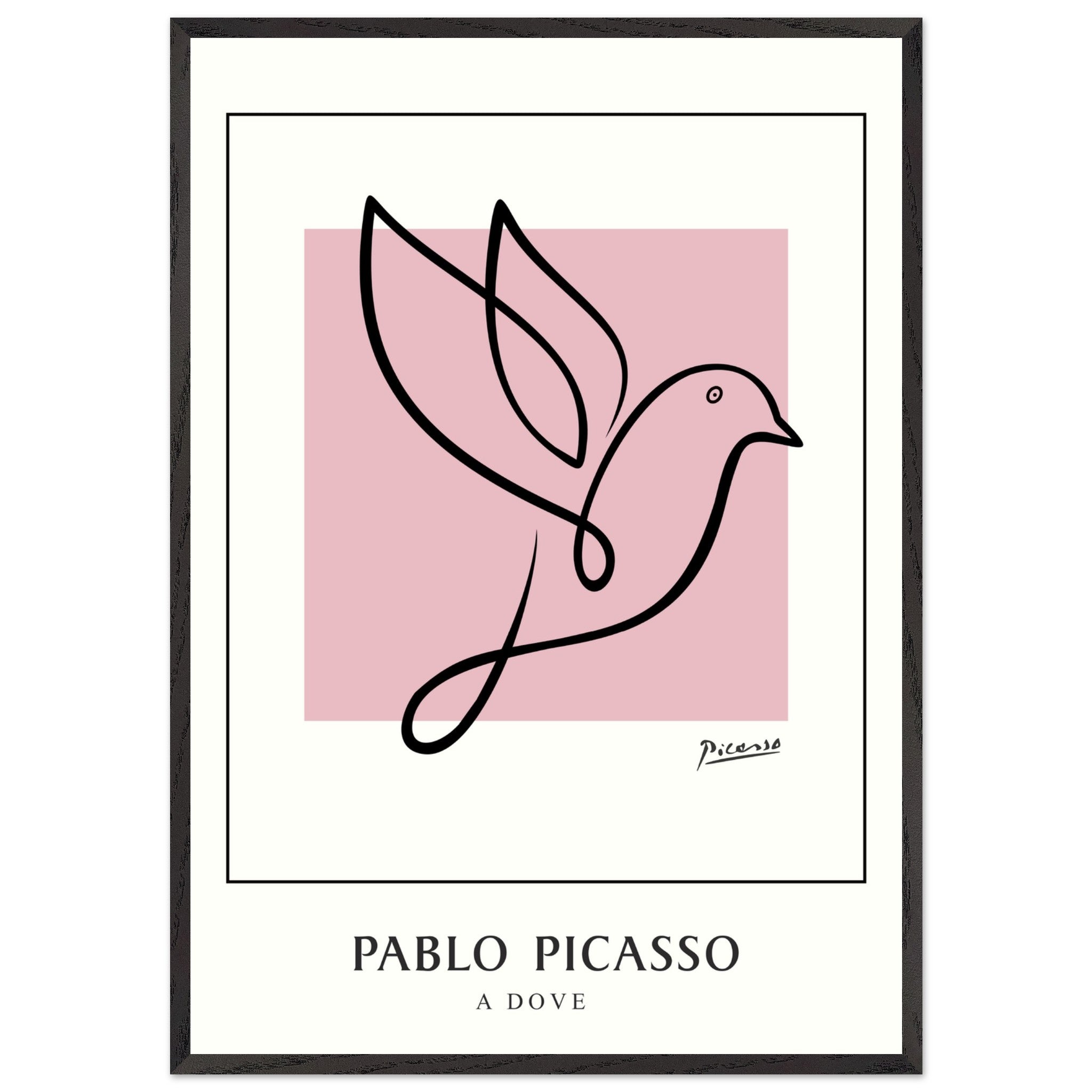 Artfulprints Poster met Lijst Pablo Picasso - A dove - 70x100 cm - Roz