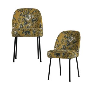WOOOD eetkamerstoelen Vogue- Fluweel – Poppy Mosterd – Set van 2