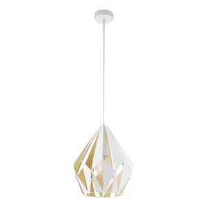 EGLO hanglamp Carlton 1 – e27 – ø 31 cm – wit/goud EGLO hanglamp Carlton 1 – e27 – ø 31 cm – wit/goud