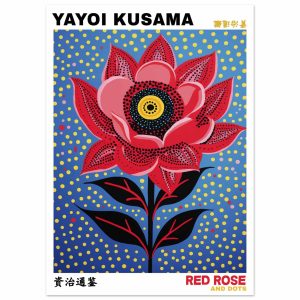 Artfulprints Poster Yayoi Kusama – Red rose and dots – 50×70 cm – Blau Artfulprints Poster Yayoi Kusama – Red rose and dots – 50×70 cm – Blau