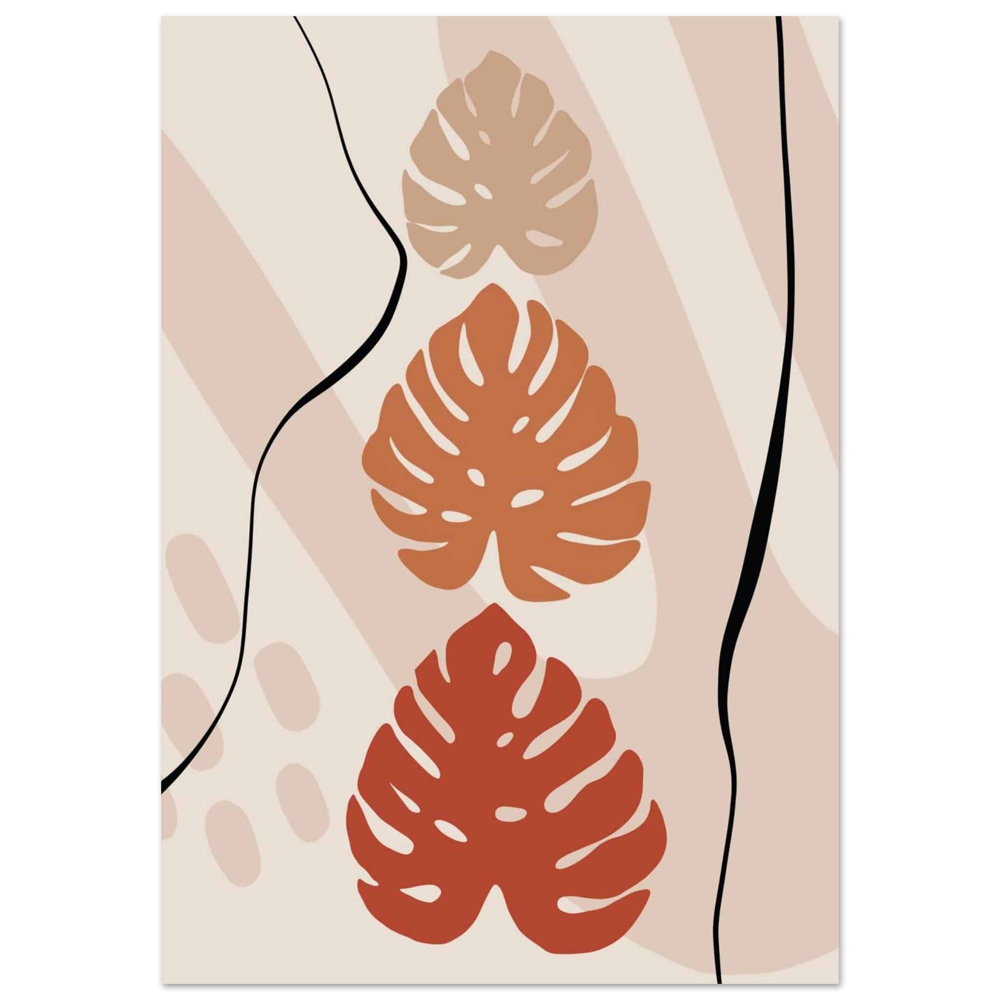 Artfulprints Poster Boho – Tropical trio - 70x100 cm - Taupe