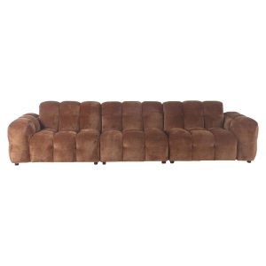 Dutchbone Hackman 4,5-zitsbank Velours Cognac Bruin Dutchbone Hackman 4,5-zitsbank Velours Cognac Bruin