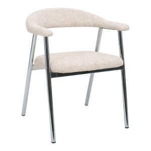 DÉJA Living Eetkamerstoel Sorø – Beige/Chrome – Set van 2 DÉJA Living Eetkamerstoel Sorø – Beige/Chrome – Set van 2