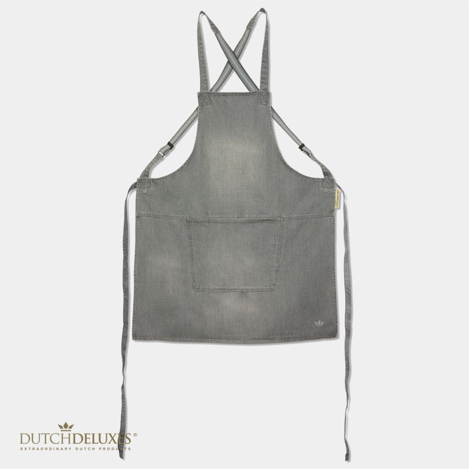 Dutchdeluxes Schort met Bretellen Grijs Denim EASY WEAR