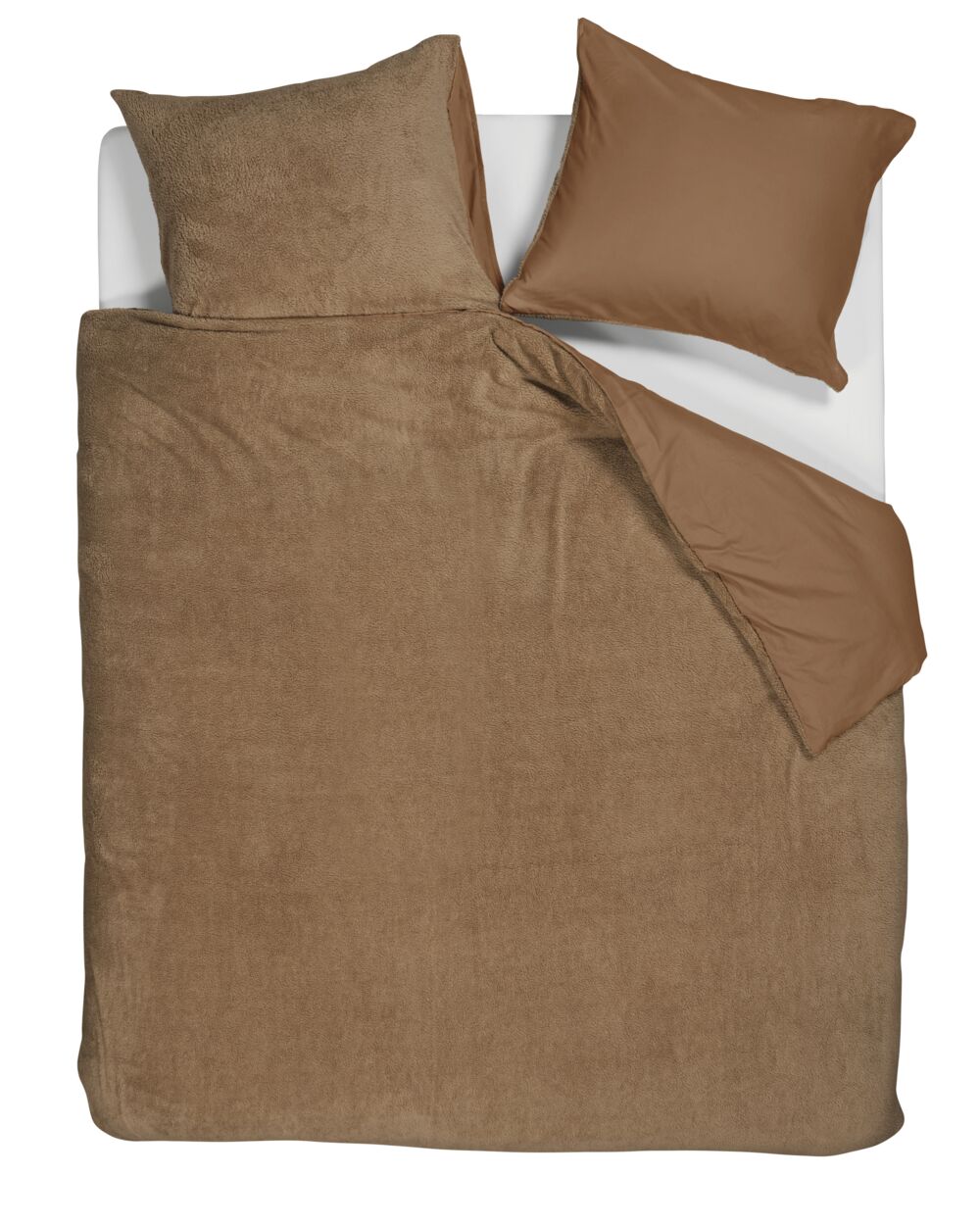Ambiante Plush Teddy dekbedovertrek - Tweepersoons - 200x200/220 - Bru