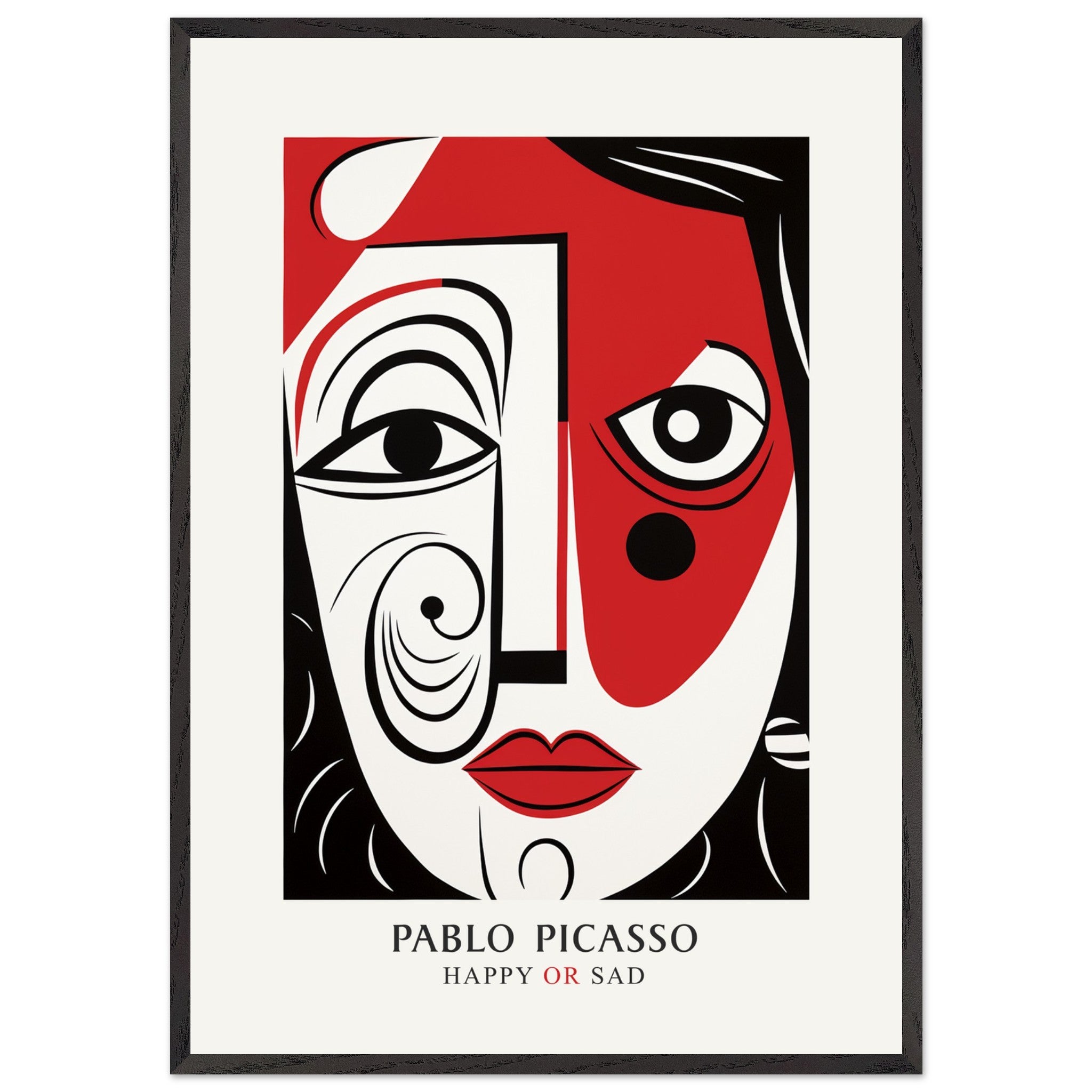 Artfulprints Poster met Lijst Pablo Picasso - Happy or sad - 70x100 cm