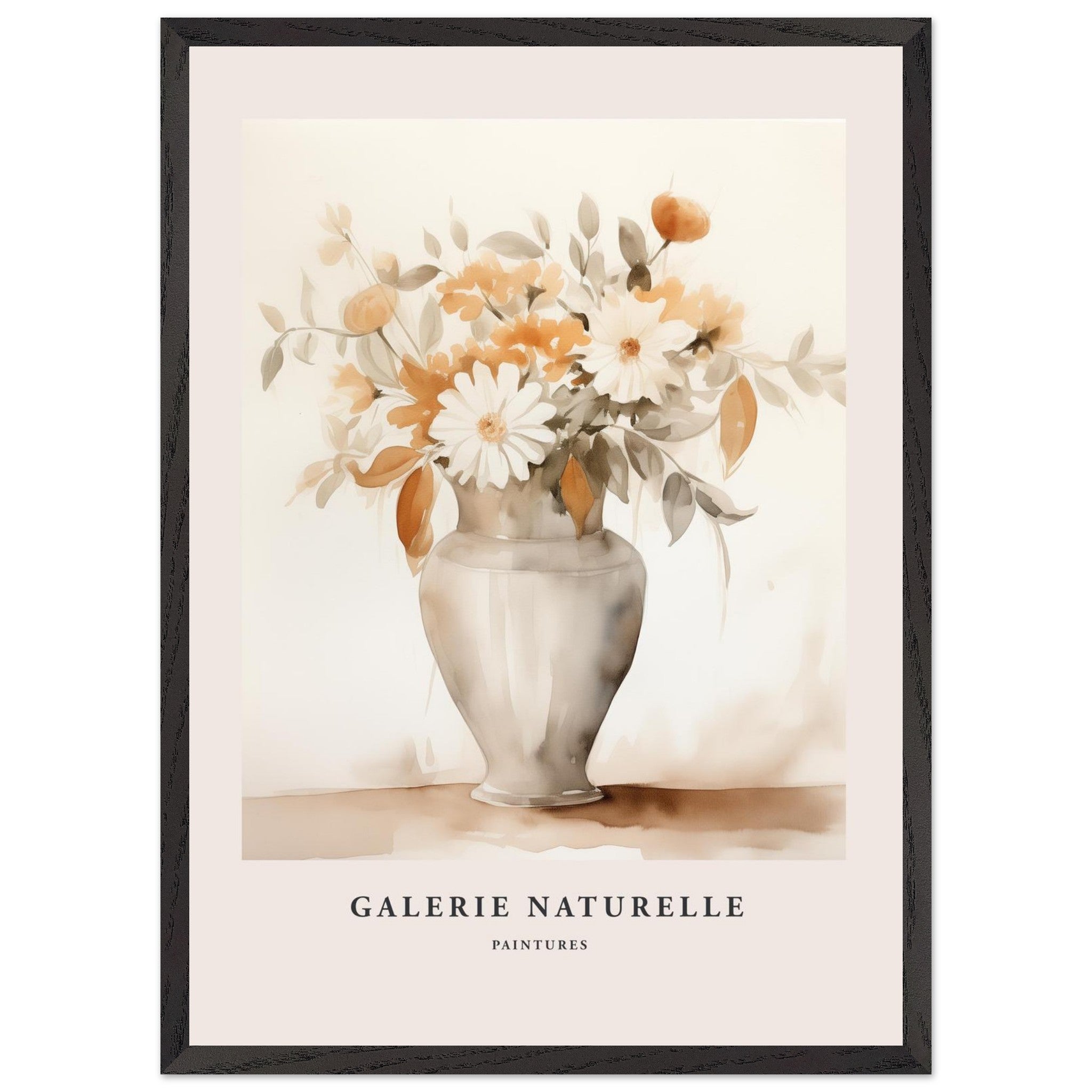 Artfulprints Poster met Lijst Bloemen in vaas 2 - 50x70 cm - Taupe