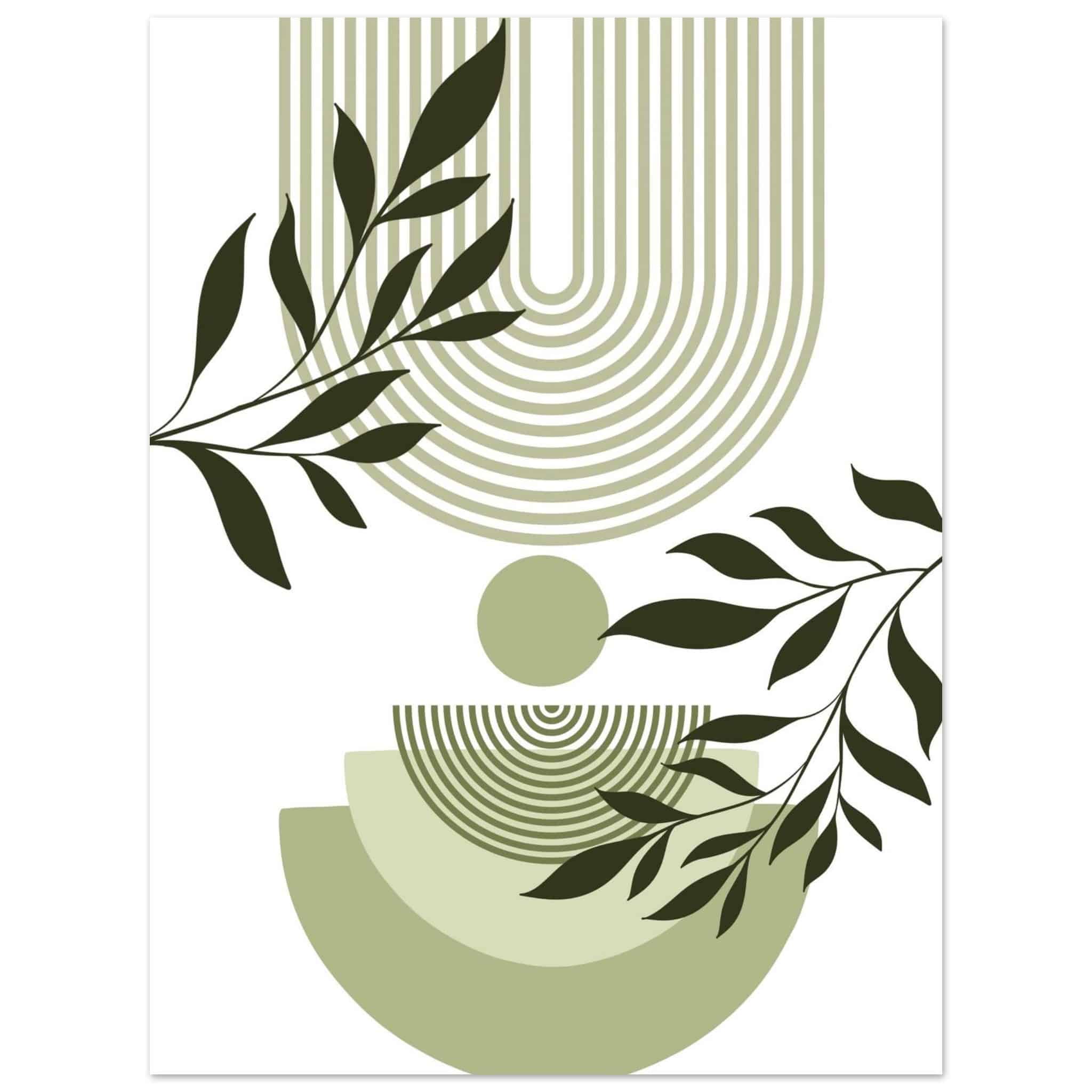 Artfulprints Poster Boho – Green curve - 30x40 cm - Groen