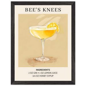 Artfulprints Poster met Lijst Bee's Knees cocktail – Ingrediënten – 30 Artfulprints Poster met Lijst Bee's Knees cocktail – Ingrediënten – 30