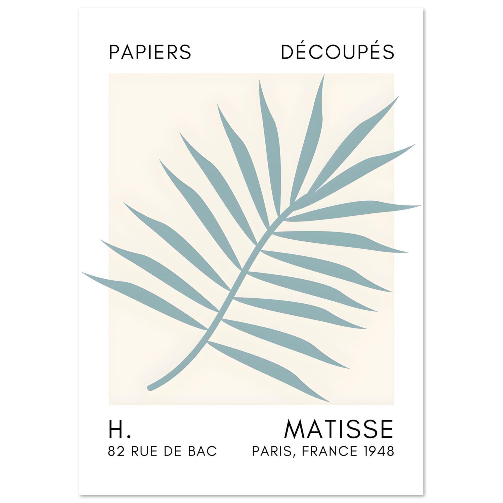 Artfulprints Poster Matisse – Floral reef turquoise - A4 21x29.7 cm -
