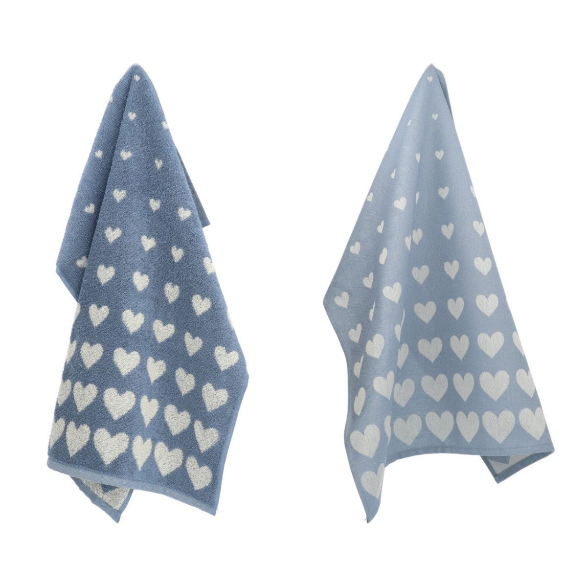Luxe Keukendoek en Theedoek Hart Grijs Blauw - Bunzlau Castle - 100% b
