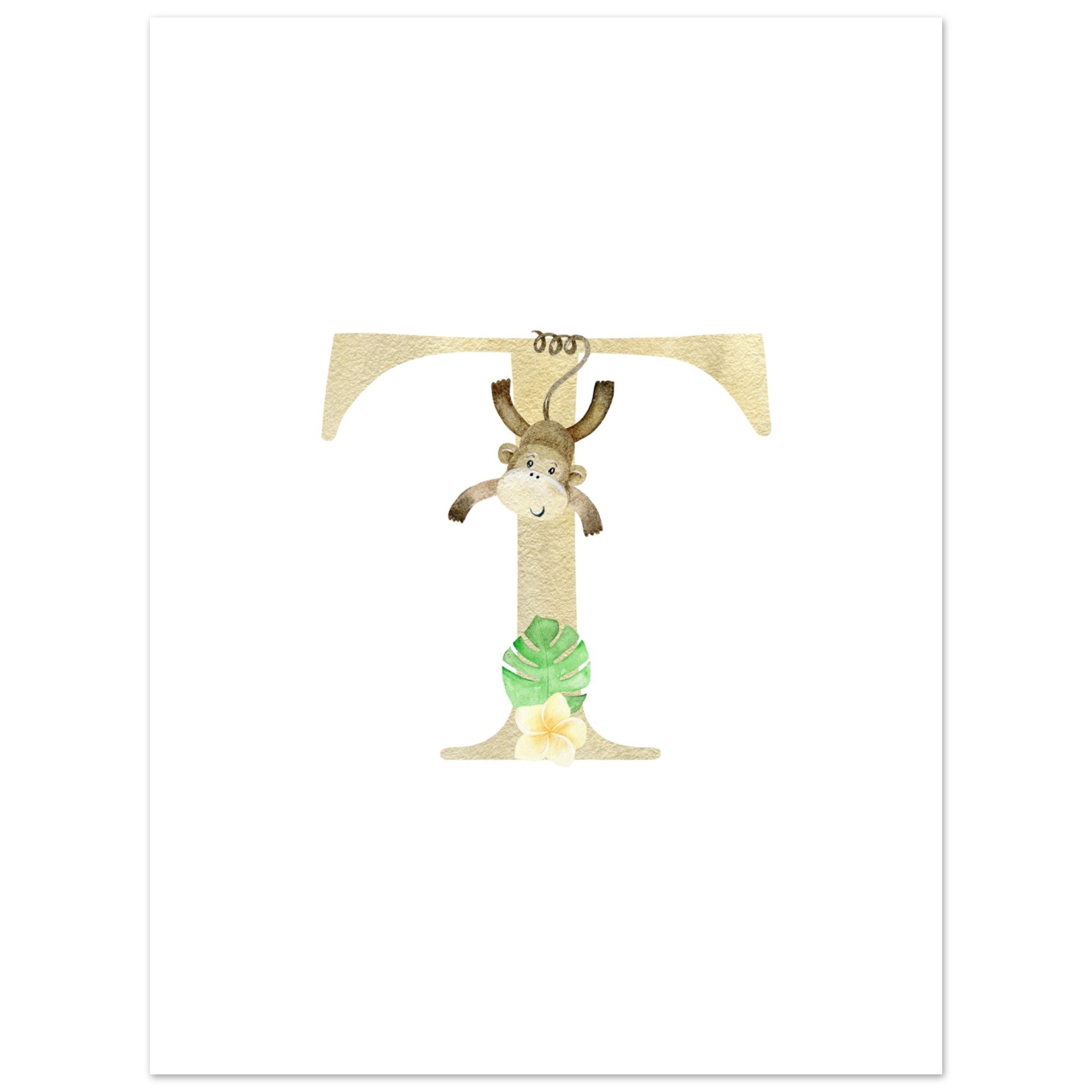 Artfulprints Poster Letter T kindernaam - 30x40 cm - Meerkleurig