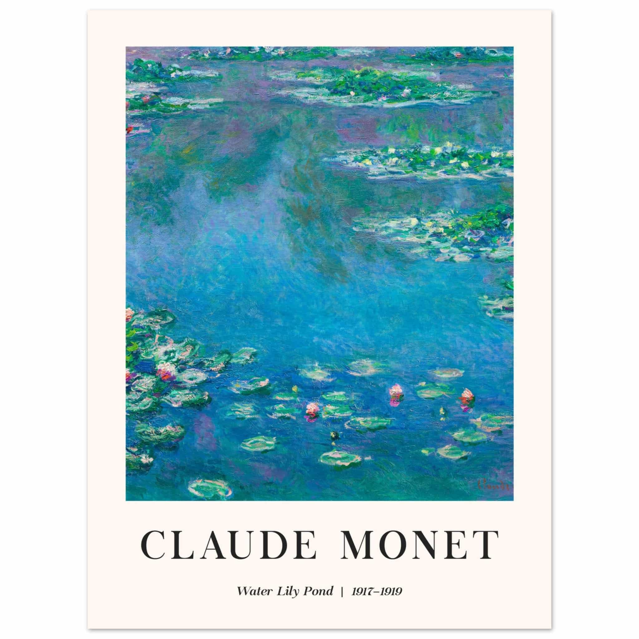 Artfulprints Poster Claude Monet - Water lily pond - 30x40 cm - Blauw