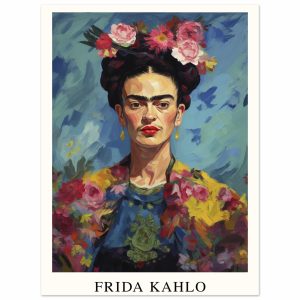 Artfulprints Poster Frida Kahlo – Painted floral portrait – 30×40 cm – Artfulprints Poster Frida Kahlo – Painted floral portrait – 30×40 cm –
