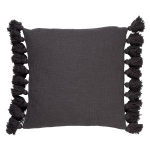 RUBY – Kussenhoes 45×45 cm – 100% katoen – met flosjes – Charcoal Gray