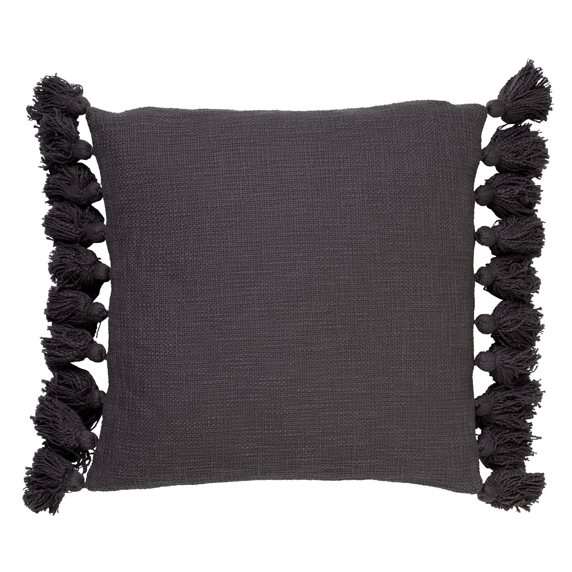 RUBY - Sierkussen 45x45 cm - 100% katoen - met flosjes - Charcoal Gray