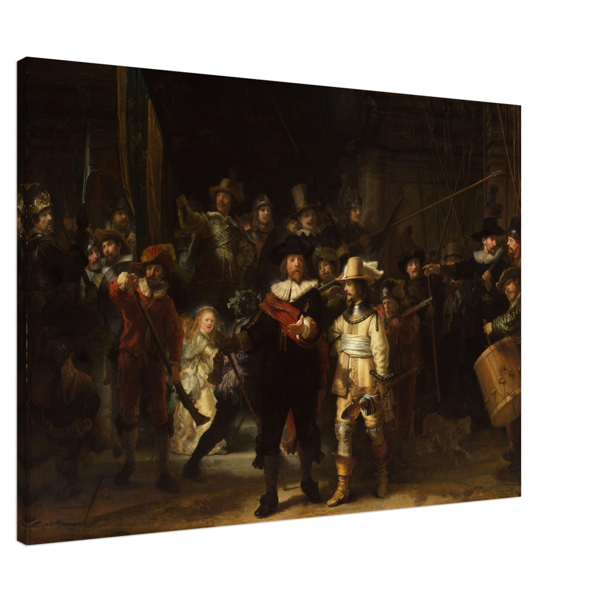 Artfulprints Canvas Rembrandt van Rijn - De nachtwacht canvas - 100x75