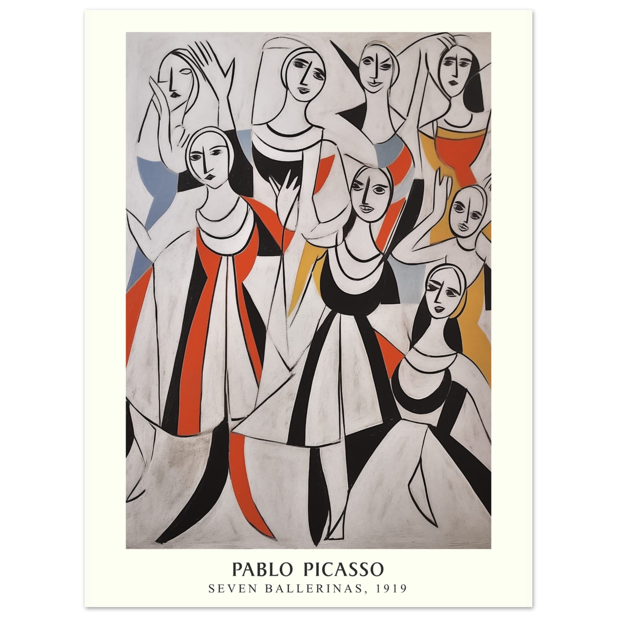 Artfulprints Poster Pablo Picasso - Seven ballerinas - 30x40 cm - Meer