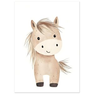 Artfulprints Poster Avontuurlijke pony – 50×70 cm – beige Artfulprints Poster Avontuurlijke pony – 50×70 cm – beige