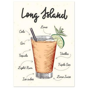 Artfulprints Long Island cocktail – Illustratie poster 50×70 cm Artfulprints Long Island cocktail – Illustratie poster 50×70 cm