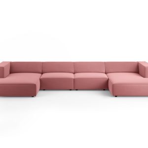 Cosmopolitan Design Panoramische bank Arendal 6-zits, flueel, zalm – 1 Cosmopolitan Design Panoramische bank Arendal 6-zits, flueel, zalm – 1