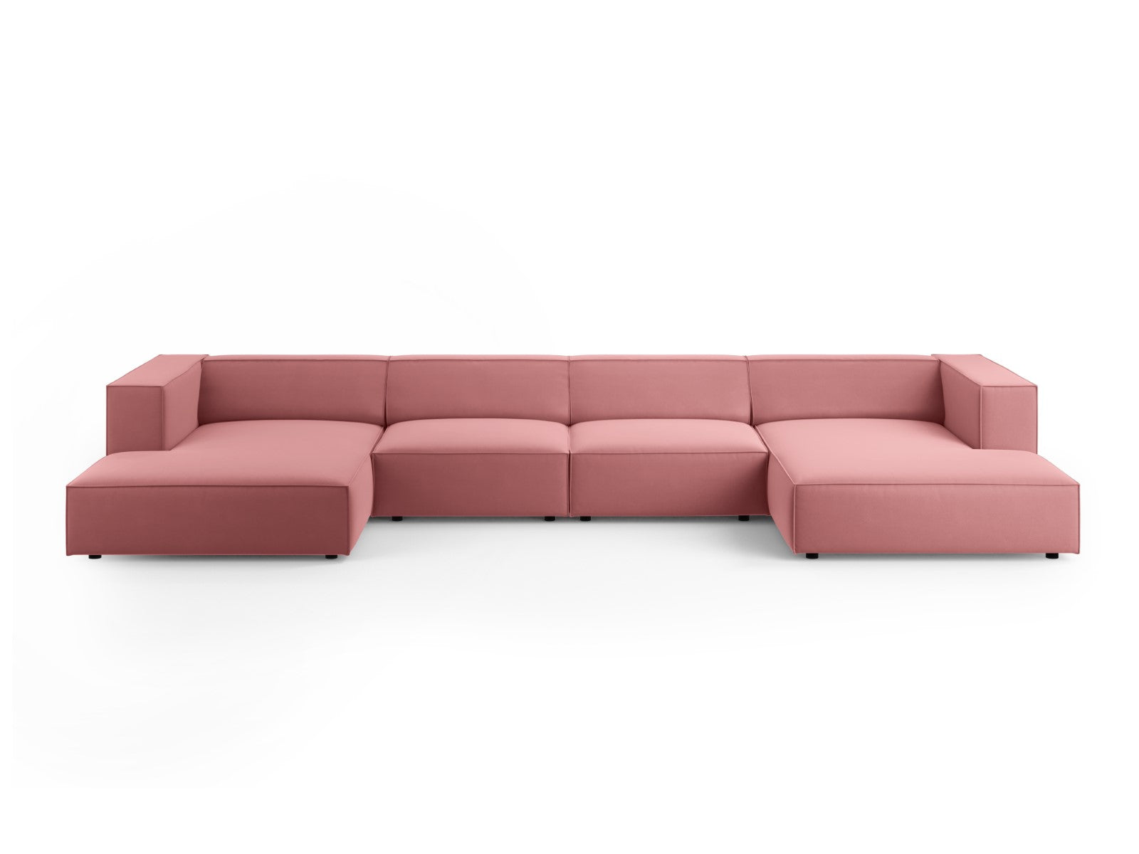 Cosmopolitan Design Panoramische bank Arendal 6-zits, flueel, zalm - 1