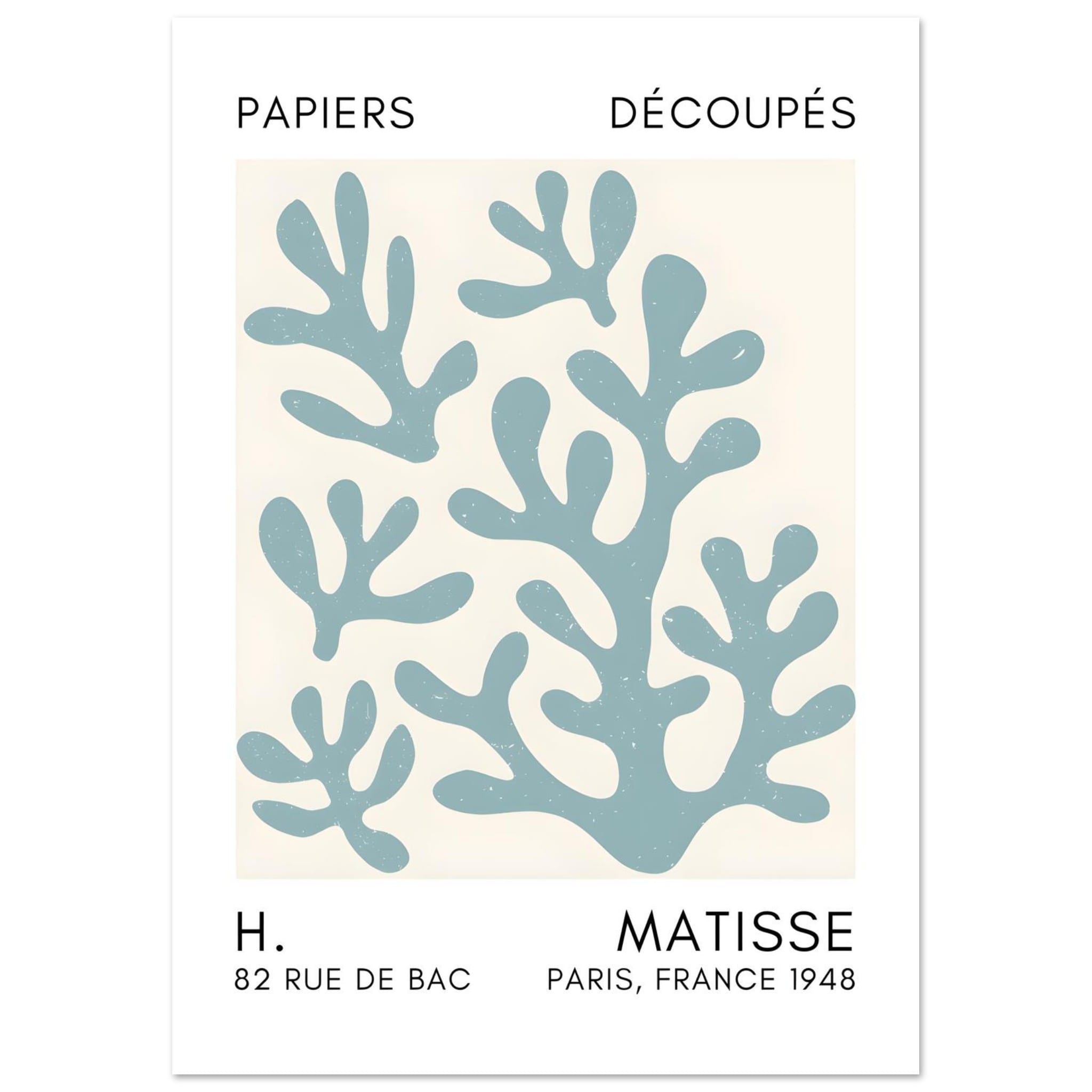 Artfulprints Poster Matisse – Coral shadows turquoise - A4 21x29.7 cm