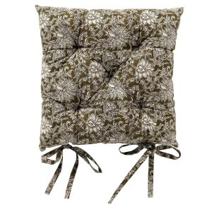 JOELLE – stoelkussen 40×40 cm – bloemenmotief – met striklinten – Gree JOELLE – stoelkussen 40×40 cm – bloemenmotief – met striklinten – Gree