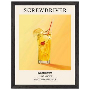 Artfulprints Poster met Lijst Screwdriver cocktail – Ingrediënten – 30 Artfulprints Poster met Lijst Screwdriver cocktail – Ingrediënten – 30