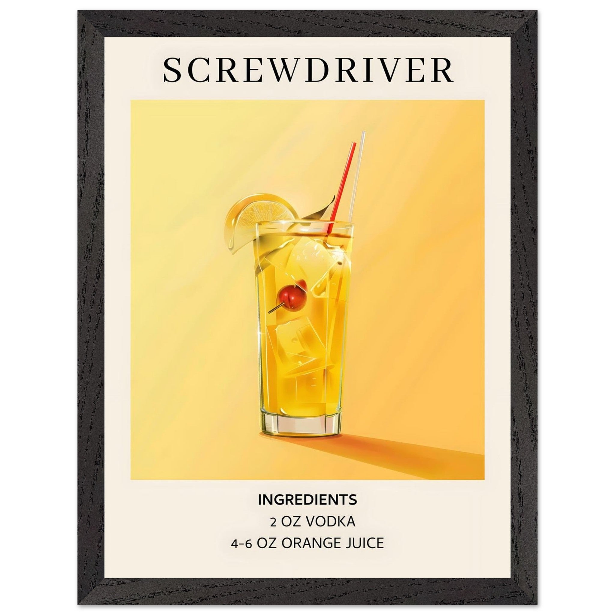 Artfulprints Poster met Lijst Screwdriver cocktail - Ingrediënten - 30