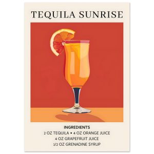 Artfulprints Poster Tequila Sunrise cocktail – Ingrediënten – A4 21×29 Artfulprints Poster Tequila Sunrise cocktail – Ingrediënten – A4 21×29