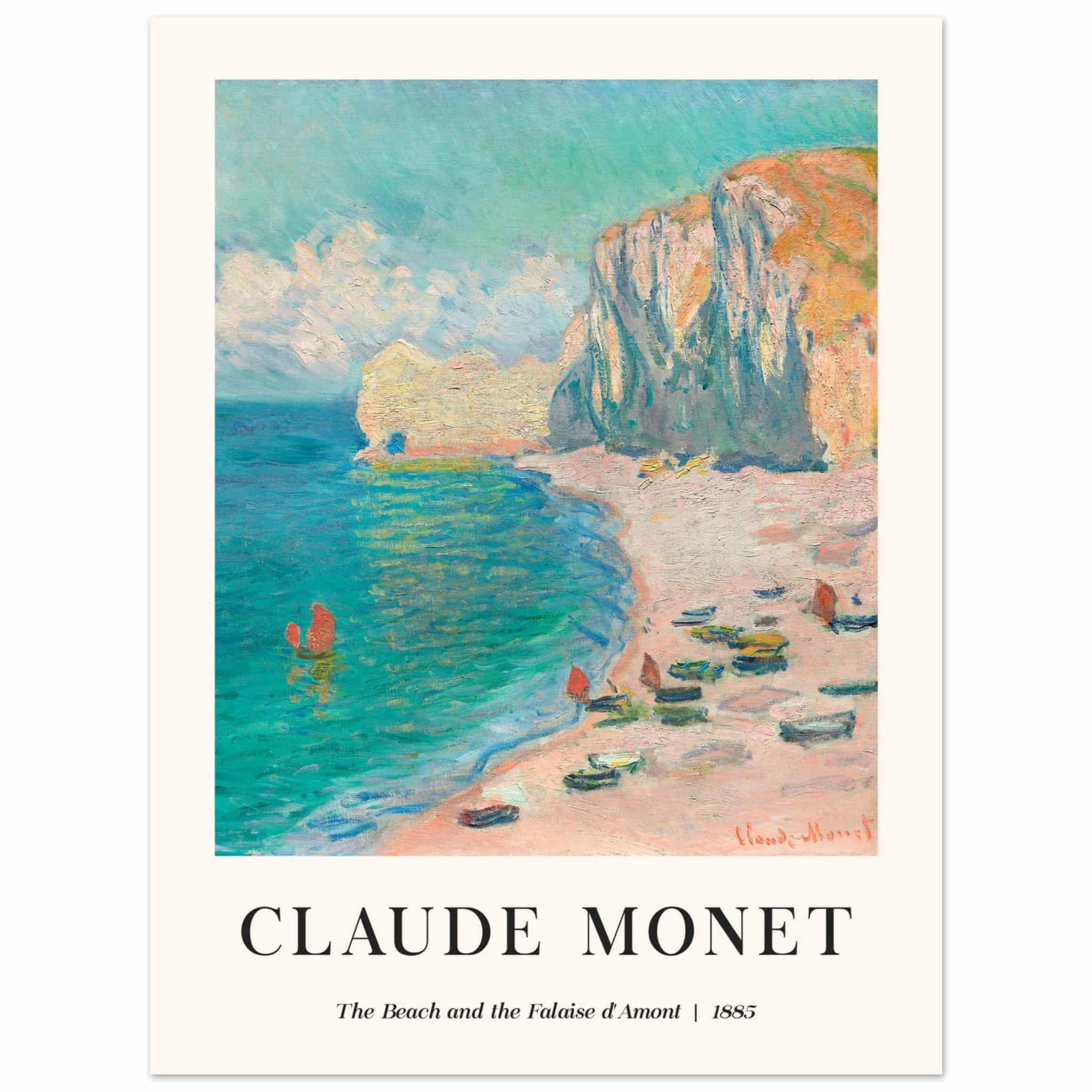 Artfulprints Poster Claude Monet - The beach and the falaise d' Amont