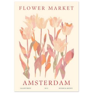 Artfulprints Poster Flower market – Amsterdam I – 50×70 cm – Roze