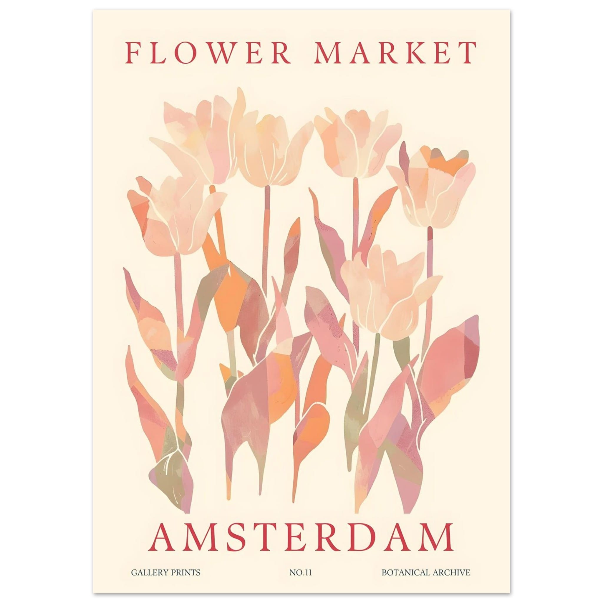 Artfulprints Poster Flower market - Amsterdam I - 50x70 cm - Roze