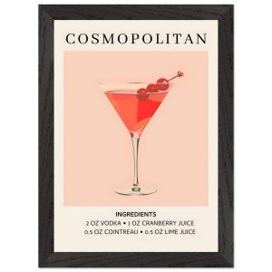 Artfulprints Poster met Lijst Cosmopolitan cocktail – Ingrediënten – A Artfulprints Poster met Lijst Cosmopolitan cocktail – Ingrediënten – A