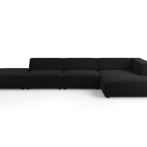 Cosmopolitan Design rechter hoekbank Arendal 5-zits, flueel, zwart – 1 Cosmopolitan Design rechter hoekbank Arendal 5-zits, flueel, zwart – 1