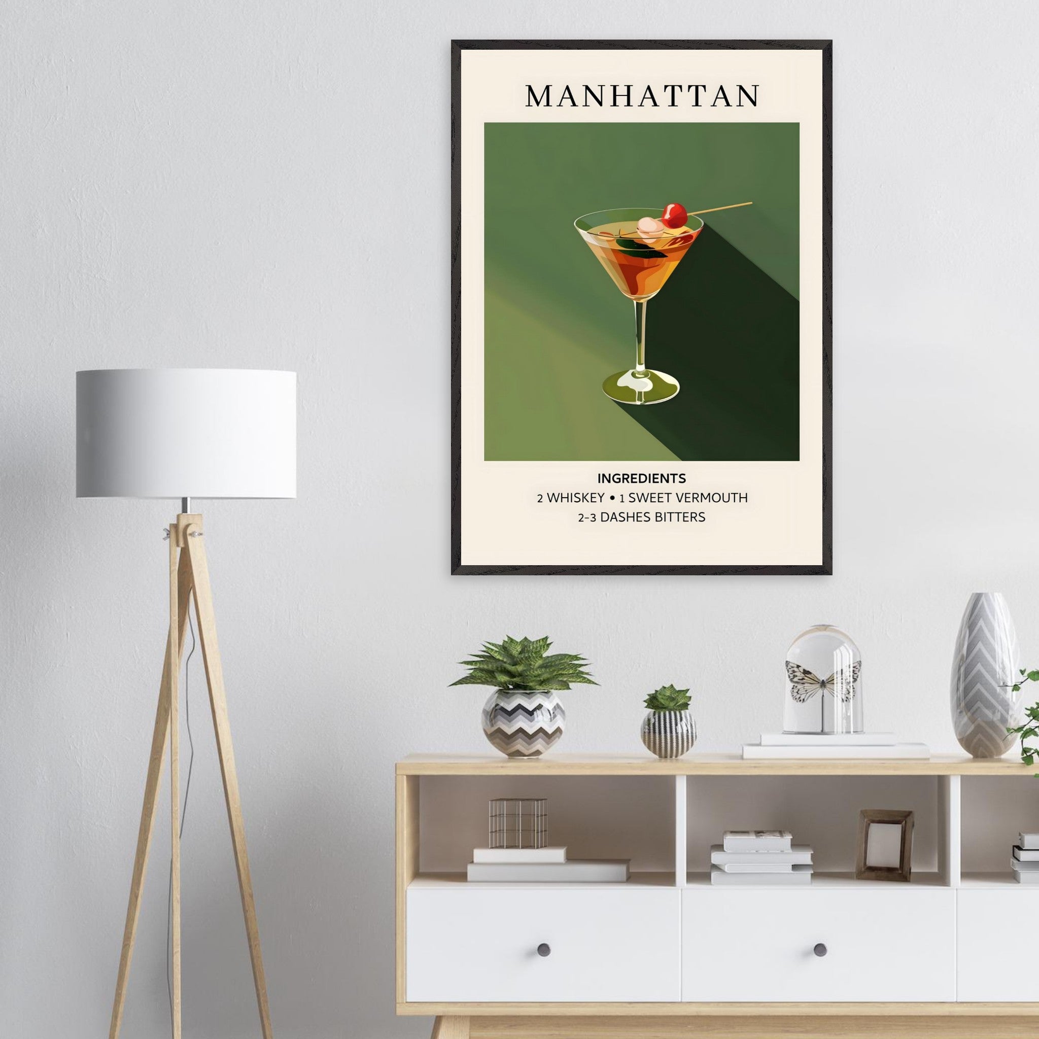 Artfulprints Poster Manhattan cocktail - Ingrediënten - 70x100 cm - Gr