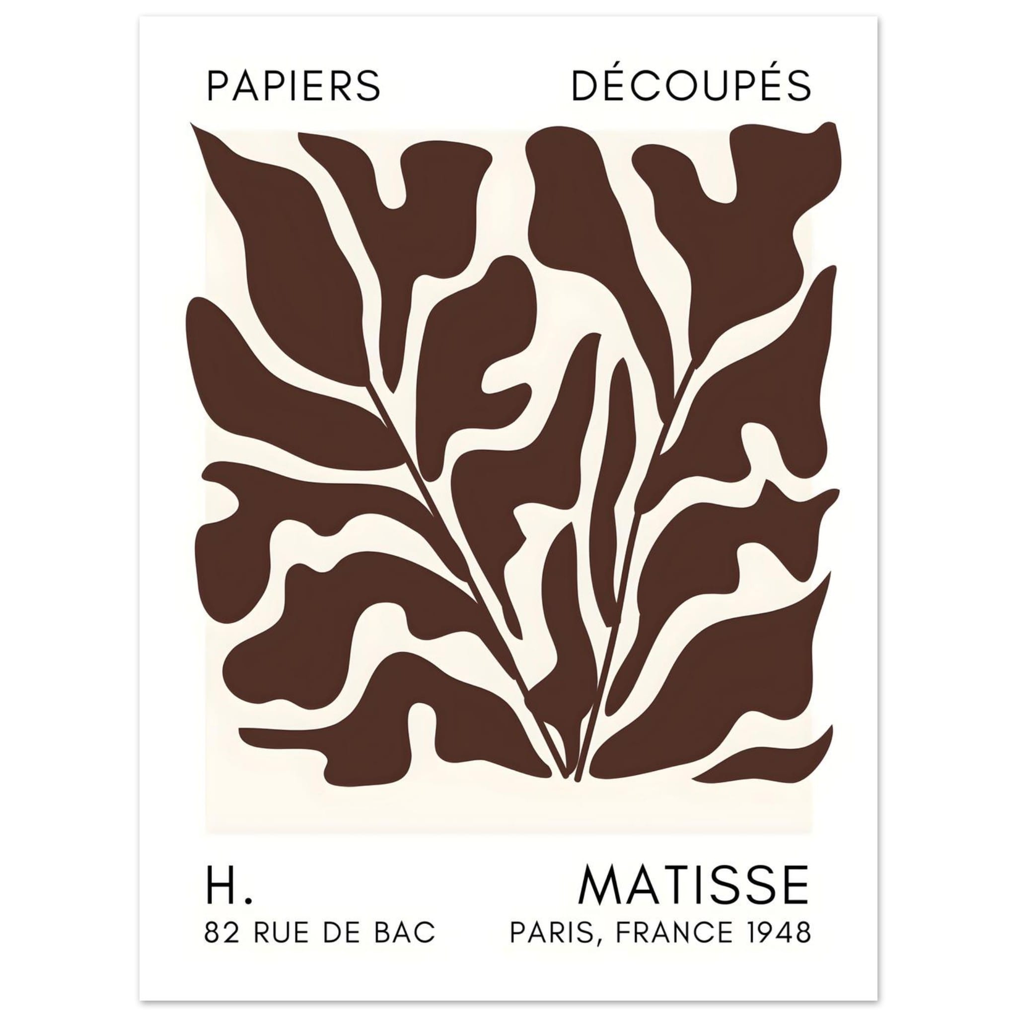 Artfulprints Poster Matisse – Seabed shapes brown - 30x40 cm - Bruin