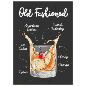 Artfulprints Old Fashioned cocktail II – Illustratie poster 50×70 cm Artfulprints Old Fashioned cocktail II – Illustratie poster 50×70 cm
