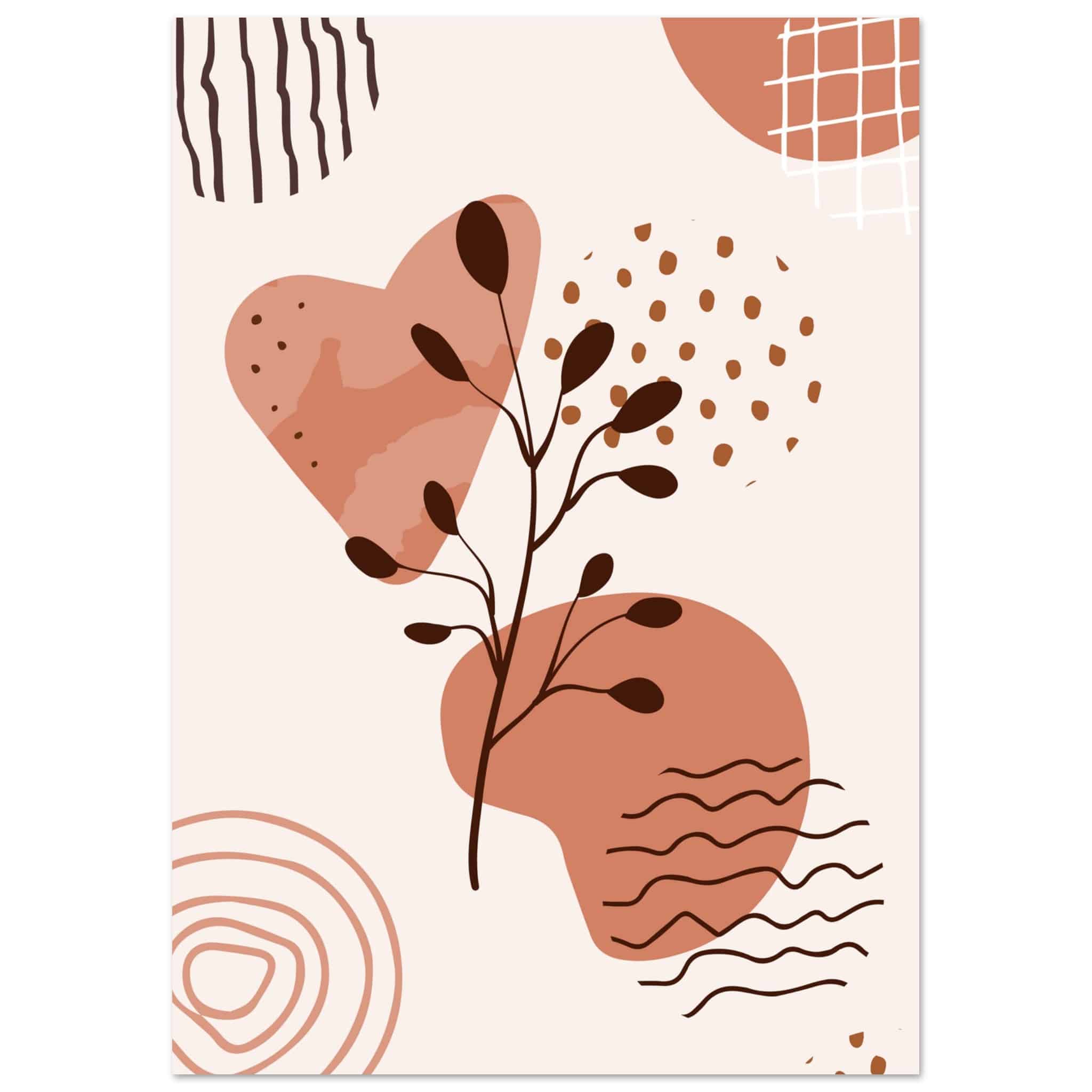 Artfulprints Poster Boho – Nature swirl - A4 21x29.7 cm - Bruin