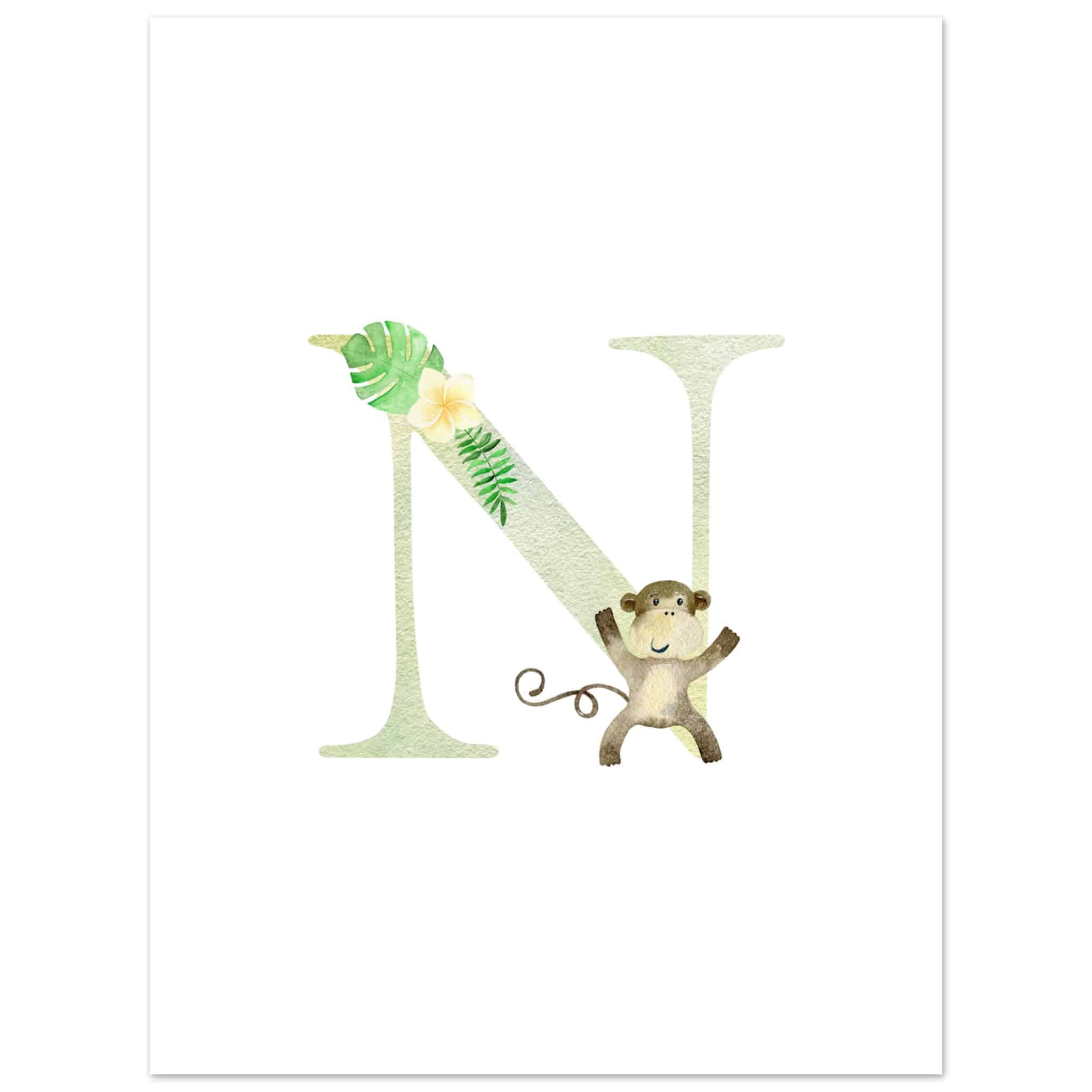 Artfulprints Poster Letter N kindernaam - 30x40 cm - Meerkleurig