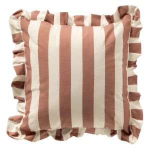 BELLA – kussenhoes 45×45 cm – gestreept – ruches – Old Rose – roze BELLA – kussenhoes 45×45 cm – gestreept – ruches – Old Rose – roze
