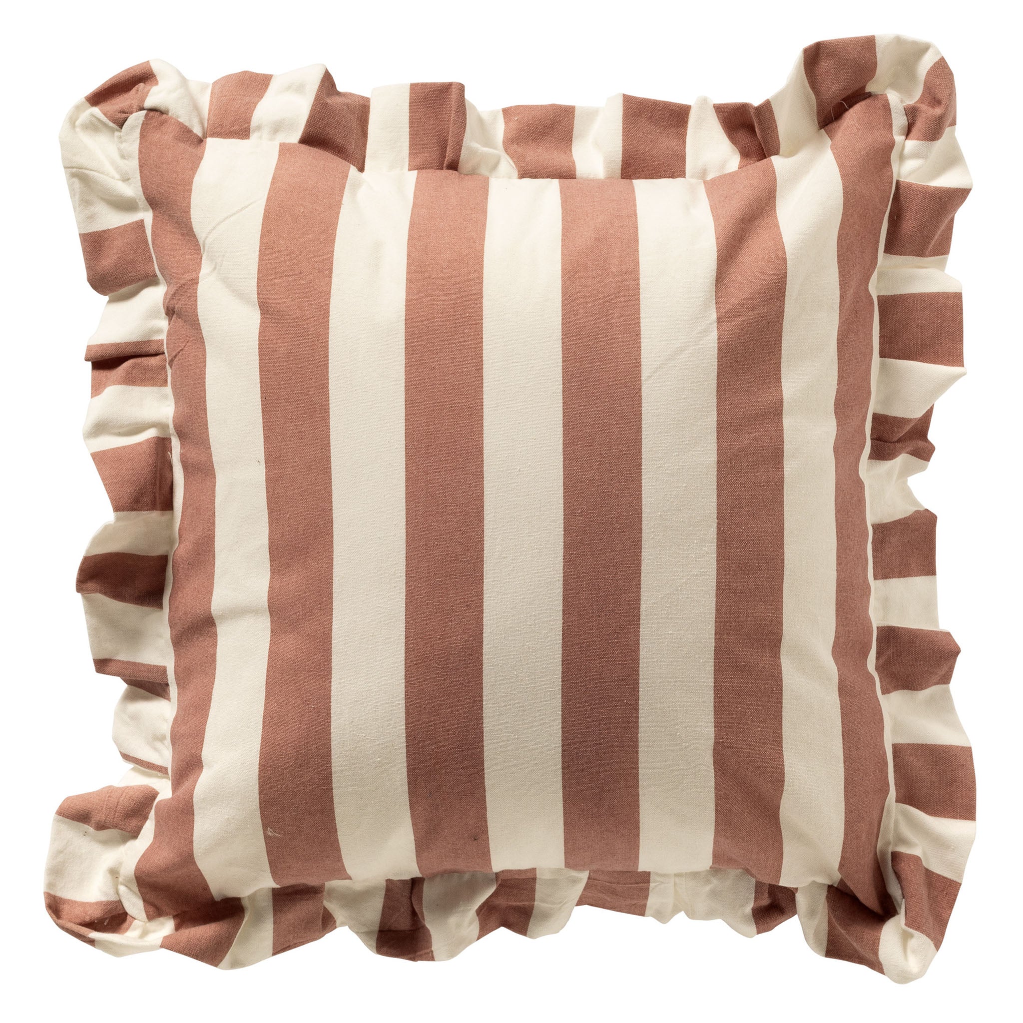 BELLA - sierkussen 45x45 cm - gestreept - ruches - Old Rose - roze