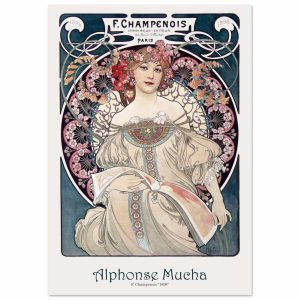 Artfulprints Poster Alphonse Mucha – F. Champenois – 70×100 cm – Blauw