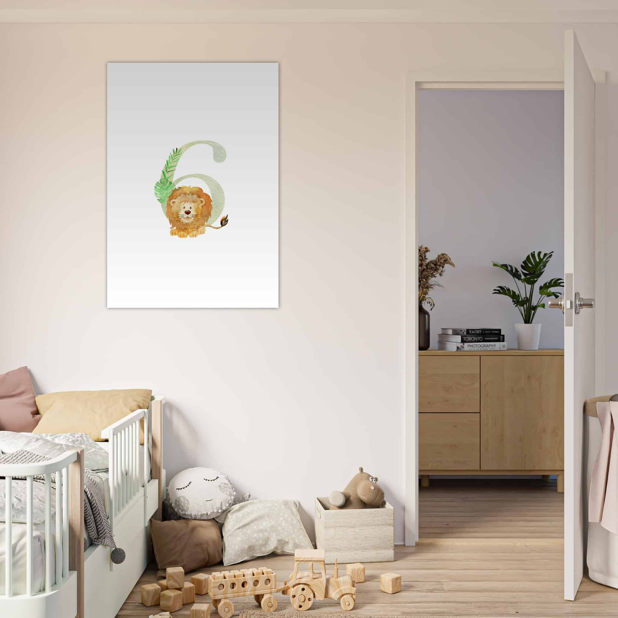 Artfulprints Poster Cijfer 6 kinderkamer - 70x100 cm - Meerkleurig