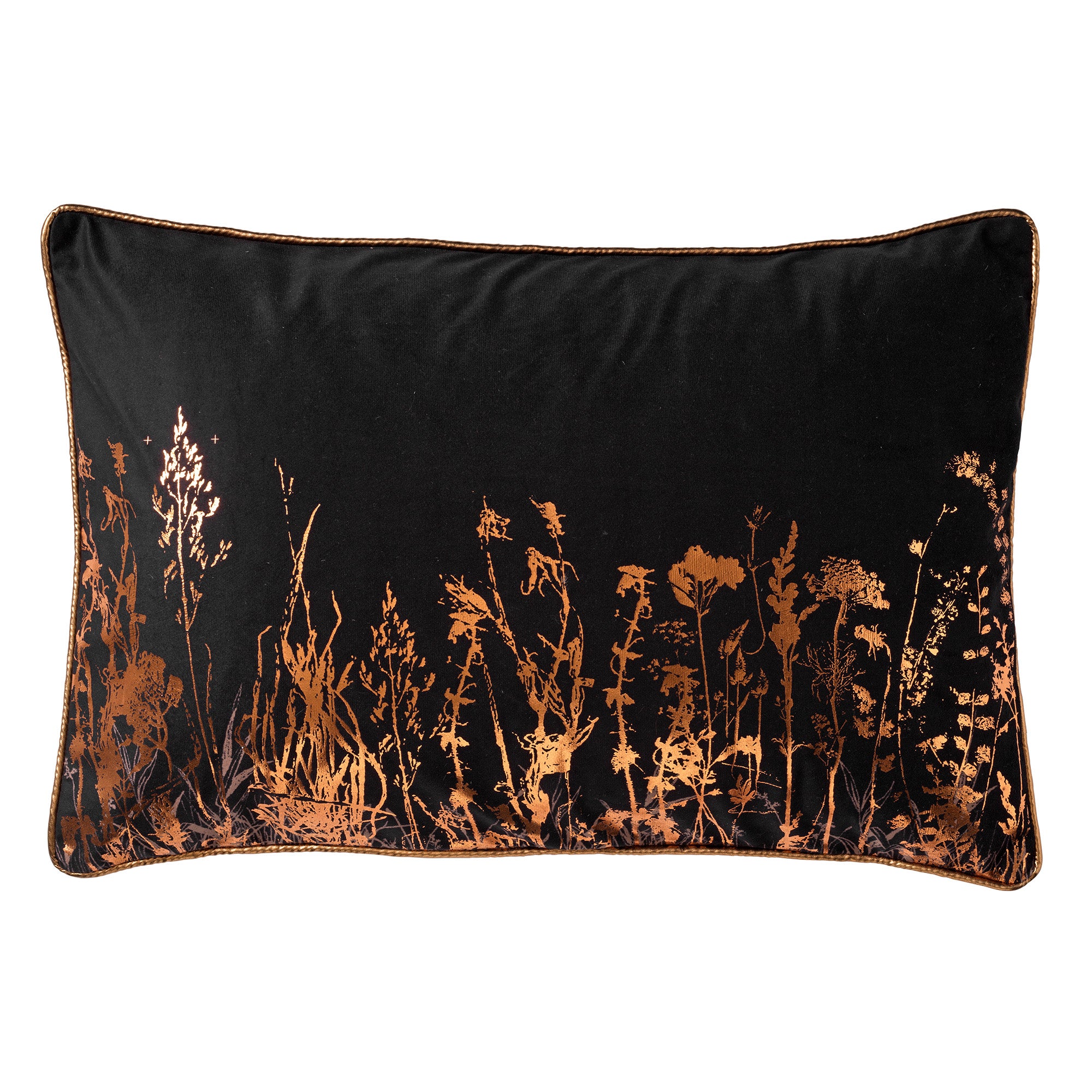 DALITA - sierkussen 40x60 cm - metallic design - bloemenprint - Raven
